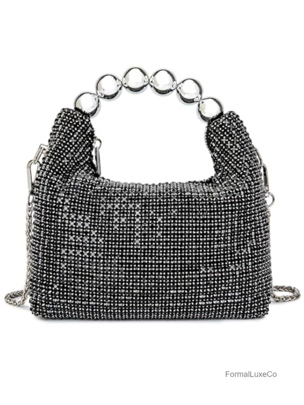 Rhinestone Evening Bag Sequin Clutch Crossbody with Chain Pearl Handle